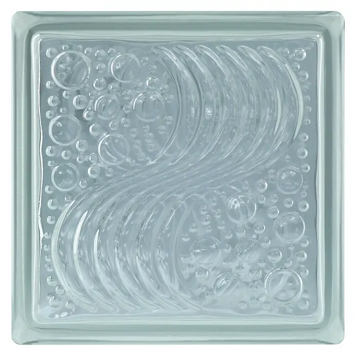 Fuchs Design Bloque de vidrio Neutro Surf - Claro, 19 x 19 x 8 cm - Vista frontal