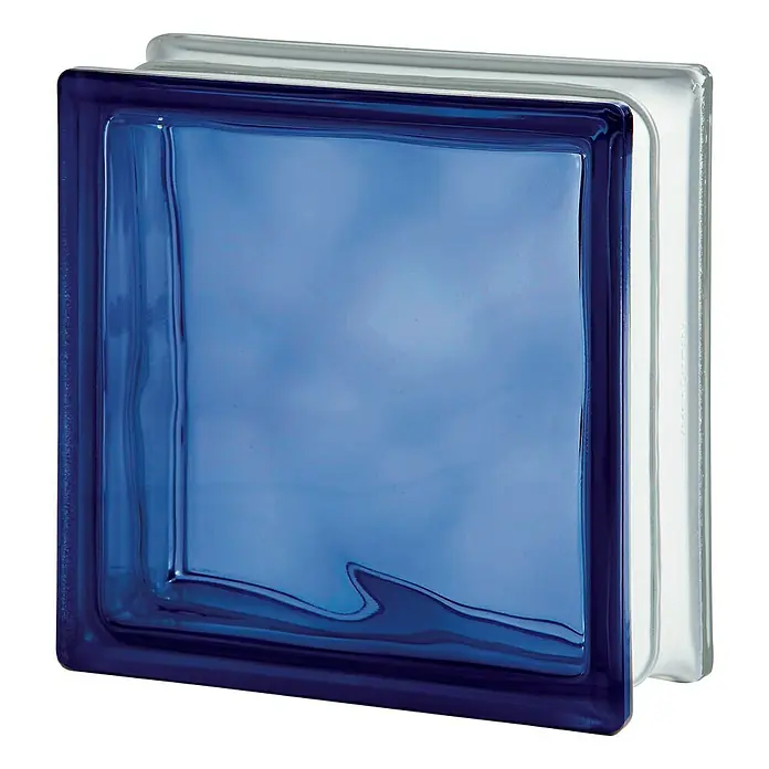Glasblok Basic - Blauw, Structuur: Wolk, Vierkant - Vooraanzicht