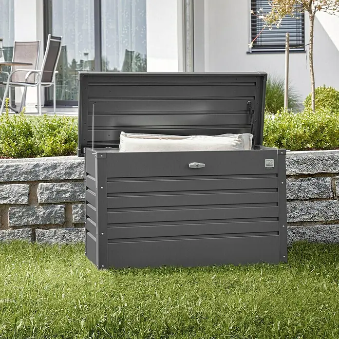 Biohort Garten-Aufbewahrungsbox FreizeitBox 100 - L x B x H: 101 x 46 x 61 cm, Dunkelgrau Metallic, Stahl