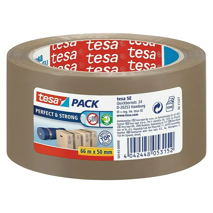 Tesa Pack Paketklebeband Solid & Strong - Braun, 66 m x 50 mm - Vorderansicht