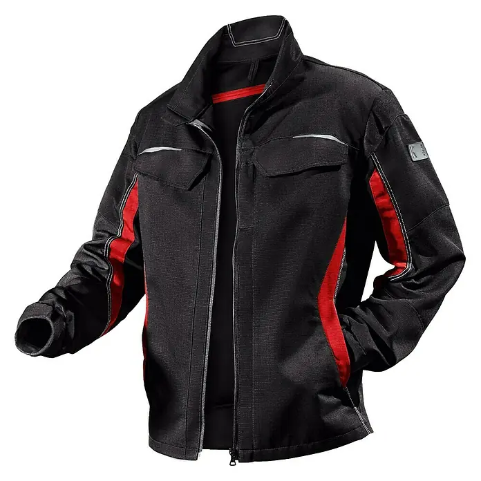 Kübler Pulsschlag Arbeitsjacke - 58, Schwarz/Rot - Vorderansicht