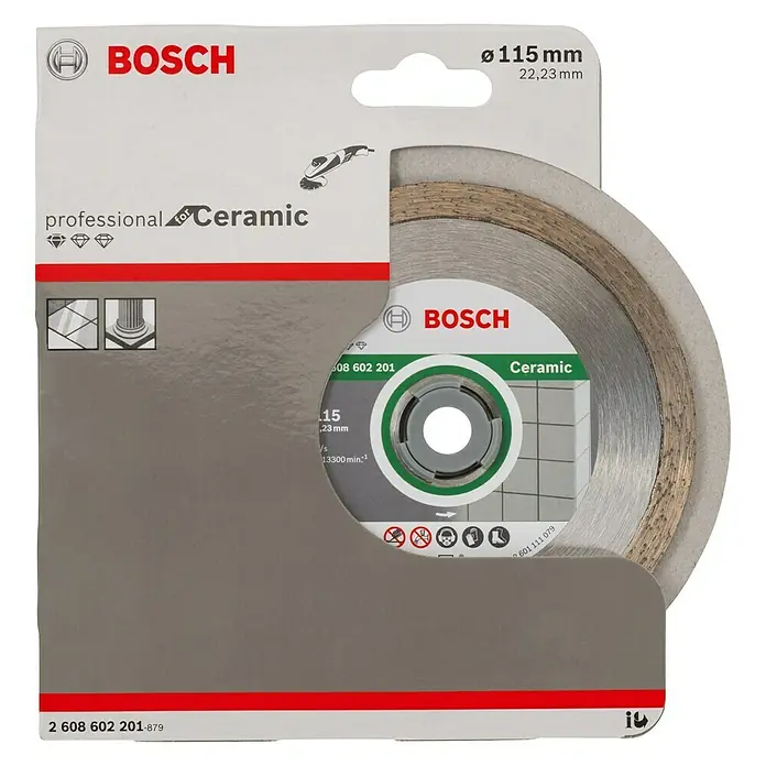 Bosch Professional Dijamantna rezna ploča Standard Ceramic - Promjer rezne ploče: 115 mm, Prikladno za: Kamene pločice - Pogled sprijeda