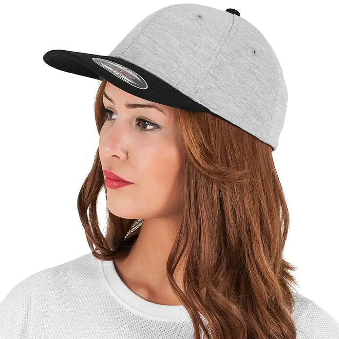 Flexfit Gorra Double Jersey - Gris/Negro, Medida: L/XL - Vista frontal