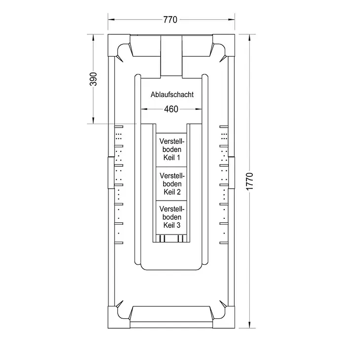 Ottofond Wannenträger Domingo - Passend für: Badewanne Domingo 180 x 80 cm - Ansicht von oben