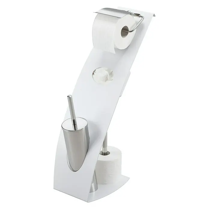 Venus Conjunto de escobillero y portarrollos Capri - Altura: 65 cm, Blanco
