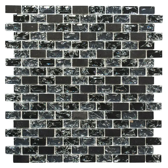 Mosaikfliese Crystal Mix XIC B1128 - 30 x 28,5 cm, Schwarz, Glänzend - Ansicht von oben