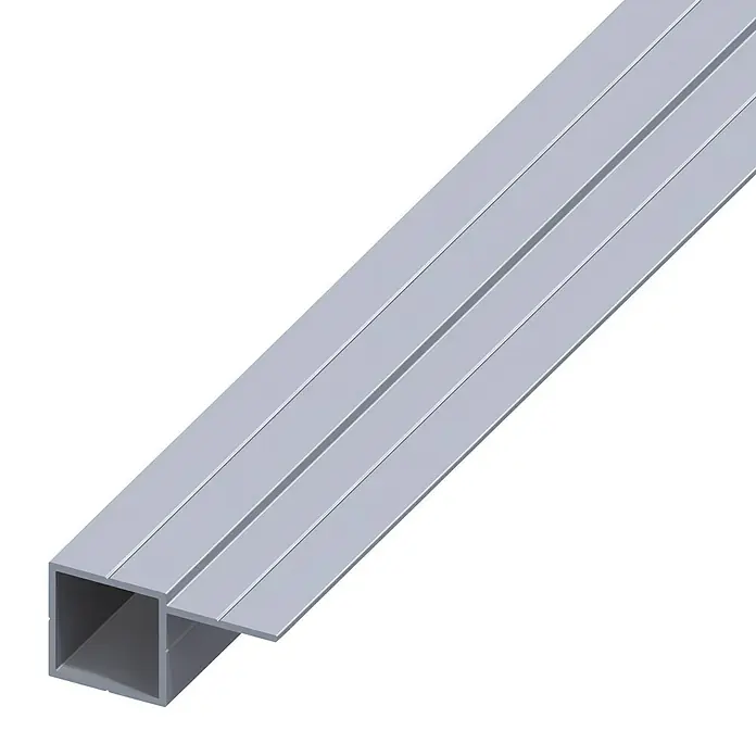 Kantoflex Kokerprofiel - 1.000 x 45,5 x 23,5 mm, Aluminium, Blank, 1 versprongen lende, Boorgroef - Zijaanzicht links