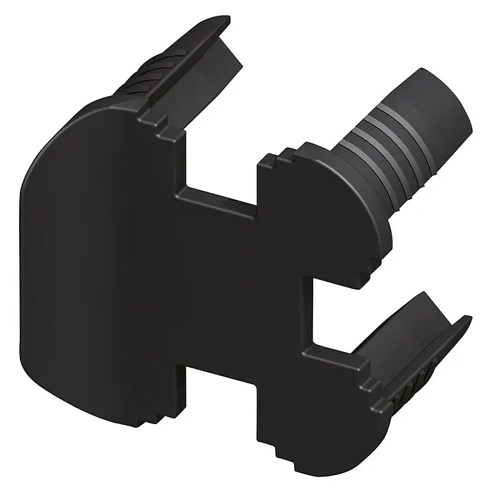 Kantoflex Coaxis Verbindungskappe - 27,5 x 5,3 mm, Geeignet für: Verbindung von 3 Coaxis Säulenprofilen, Passend für: Coaxis Säulenprofile - Linke Seitenansicht