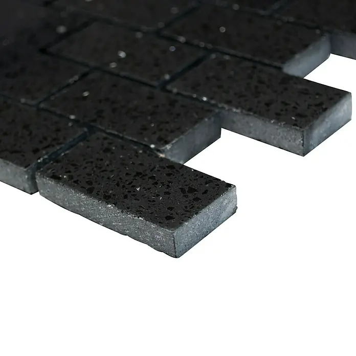 Mosaikfliese Brick Artifical XCM ASMB2 - 30 x 30 cm, Schwarz, Glänzend - Vorderansicht