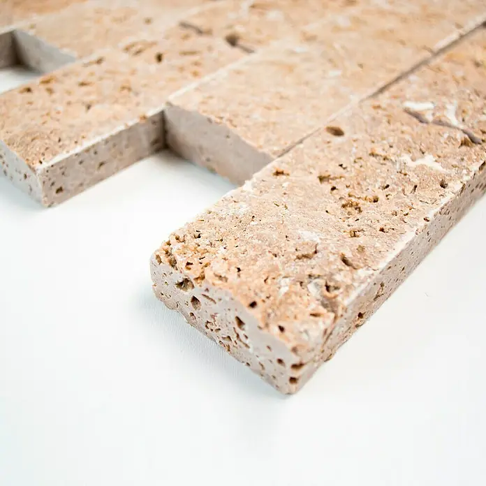 Mosaikfliese Brick Splitface X3D 42774 - 30,5 x 29 cm, Braun, Matt - Vorderansicht