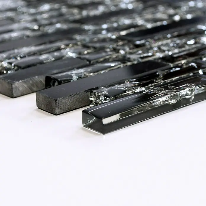 Mosaikfliese Verbund Crystal Mix XIC V1328 - 29,8 x 30,5 cm, Schwarz, Glänzend - Vorderansicht
