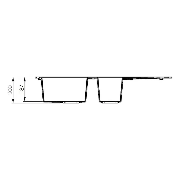 Carea Einbauspüle Dukkah - 105 x 50 cm, 1½ Becken, CAREAgranit®, Weiß - Rechte Seitenansicht