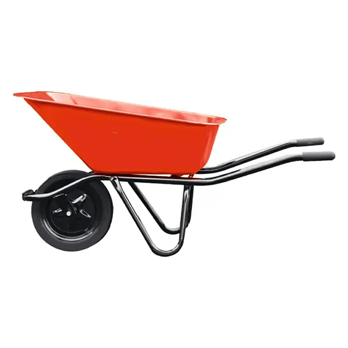 Kruiwagen - 85 l, Materiaal kuip: Staal, Rood - Zijaanzicht links