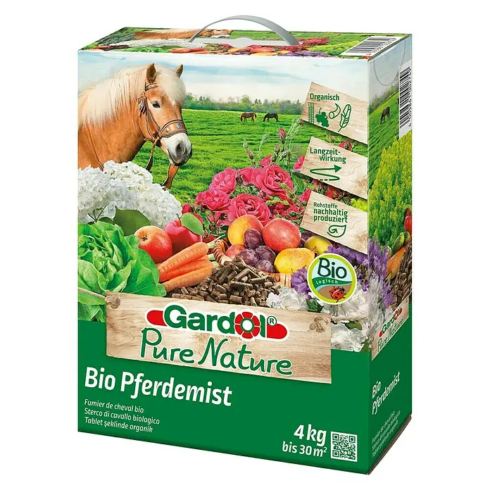 Gardol Pure Nature Bio-Pferdedung - 4 kg, Inhalt ausreichend für ca.: 30 m² - Linke Seitenansicht