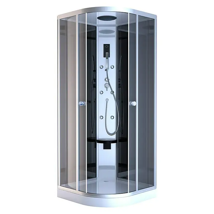 Cabina de ducha de vapor Vitamine Black Hammam - L x An: 90 x 90 cm, Negro Gris Plata - Vista frontal