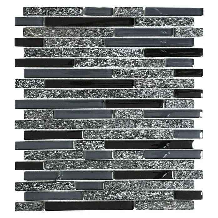 Mosaikfliese Crystal Mix XCM MV798 - 29,8 x 33,8 cm, Grau/Schwarz, Glänzend - Ansicht von oben