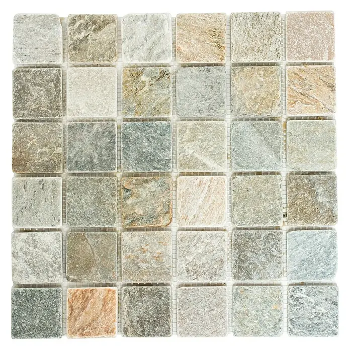 Mosaikfliese Quadrat XQM 001M - 30,5 x 30,5 cm, Beige/Grau, Matt - Ansicht von oben