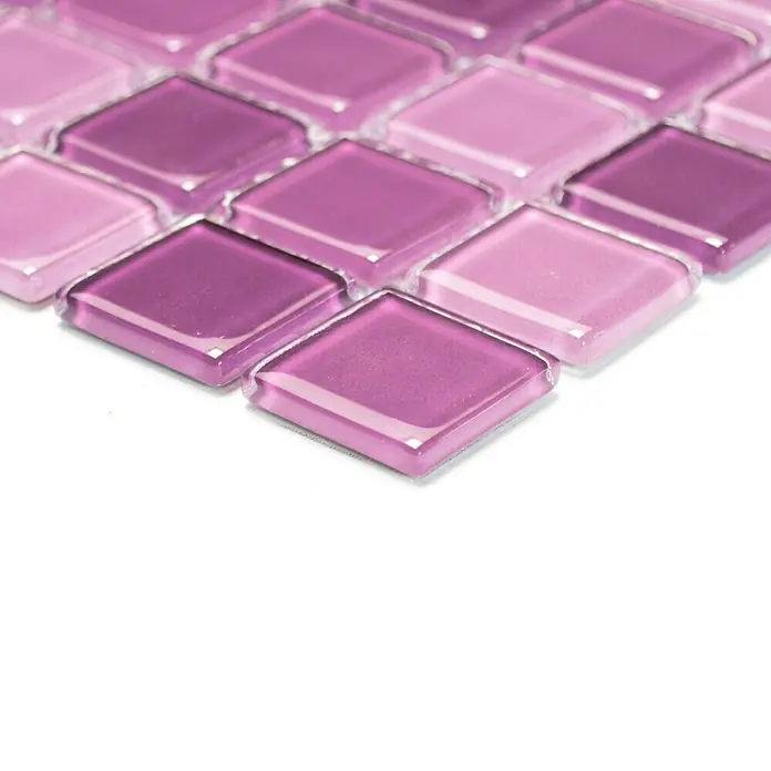 Mosaikfliese Quadrat Crystal Mix CM 4888 - 32,7 x 30,2 cm, Lila, Glänzend - Vorderansicht