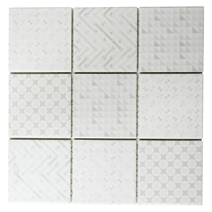 Mosaikfliese Quadrat Geo White GEOW - 29,8 x 29,8 cm, Weiß, Glänzend - Ansicht von oben