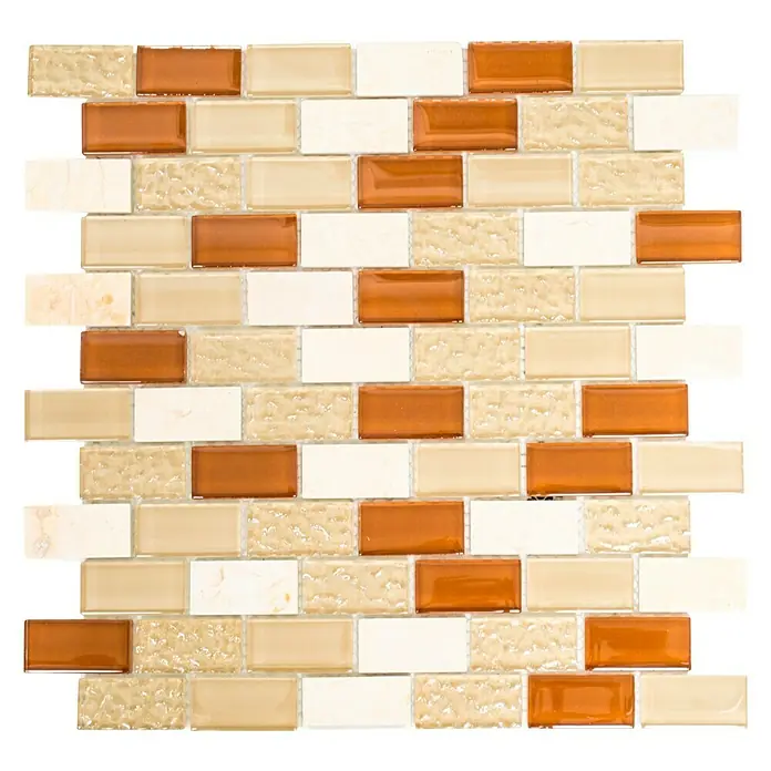 Mosaikfliese Crystal Mix XCM MB834 - 32,2 x 31 cm, Beige, Glänzend - Ansicht von oben