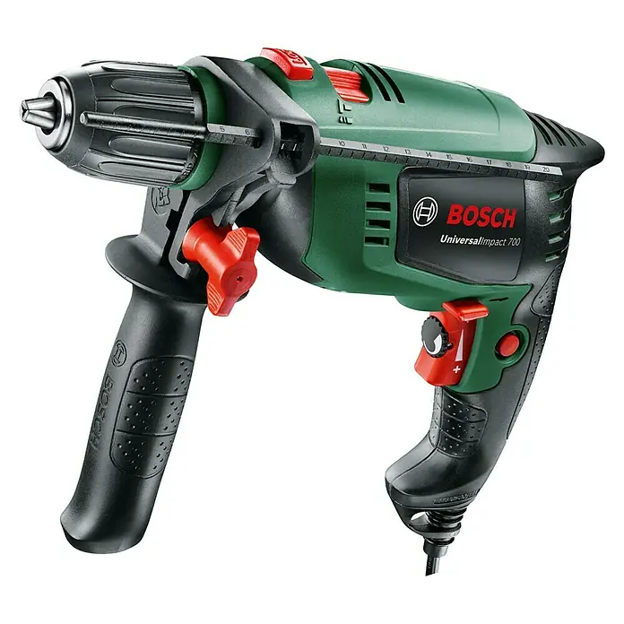 Bosch Taladro percutor UniversalImpact 700 - 700 W, Número de revoluciones de marcha en vacío: 50 r.p.m. - 3.000 r.p.m. - Vista de perfil izquierdo