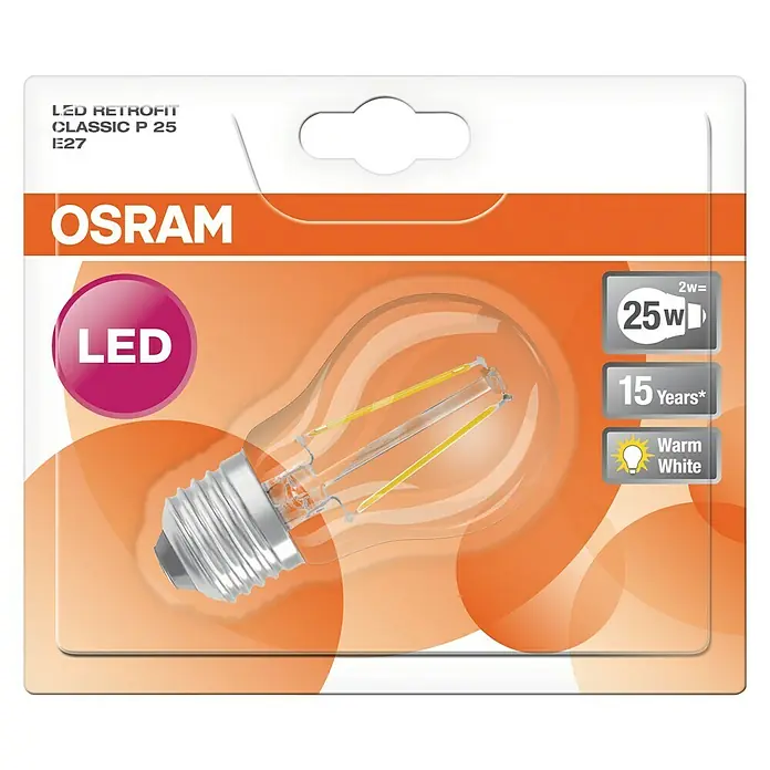 Osram LED žarulja Retrofit Classic P - 2 W, E27, Topla bijela, Bez prigušivanja, Prozirno - Pogled odozgo