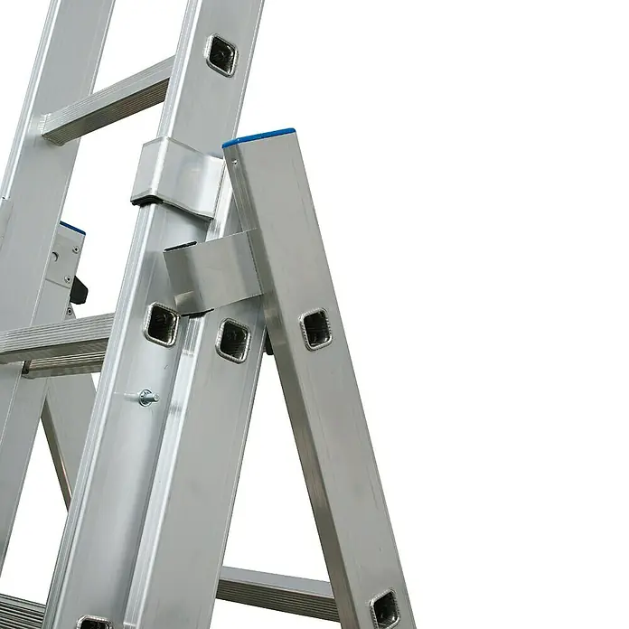 Krause Stabilo Sprossen-Mehrzweckleiter - Arbeitshöhe: 6,05 m, 3 x 8 Sprossen, Treppenfunktion, Aluminium - Detailaufnahme