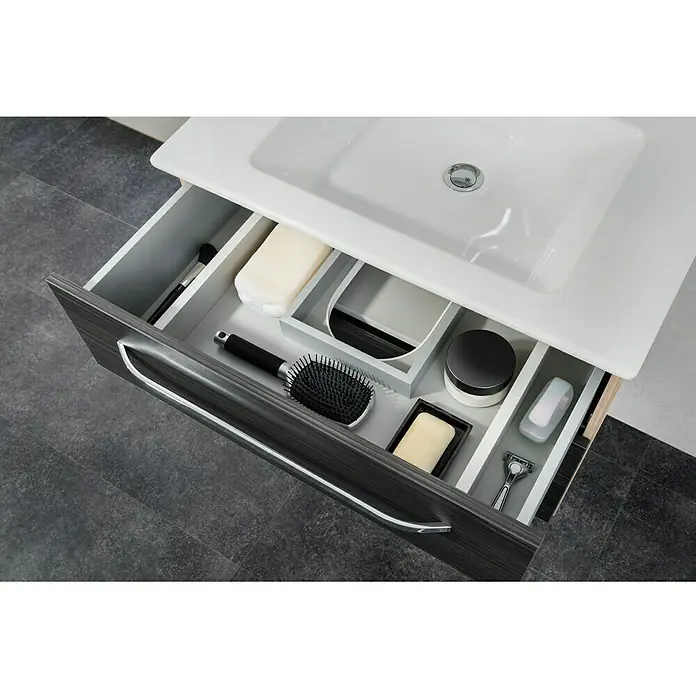 Camargue Star Waschtischunterschrank - 69,4 x 48,9 x 51,8 cm, Ohne Beleuchtung, Berg Eiche, Matt - Detailaufnahme