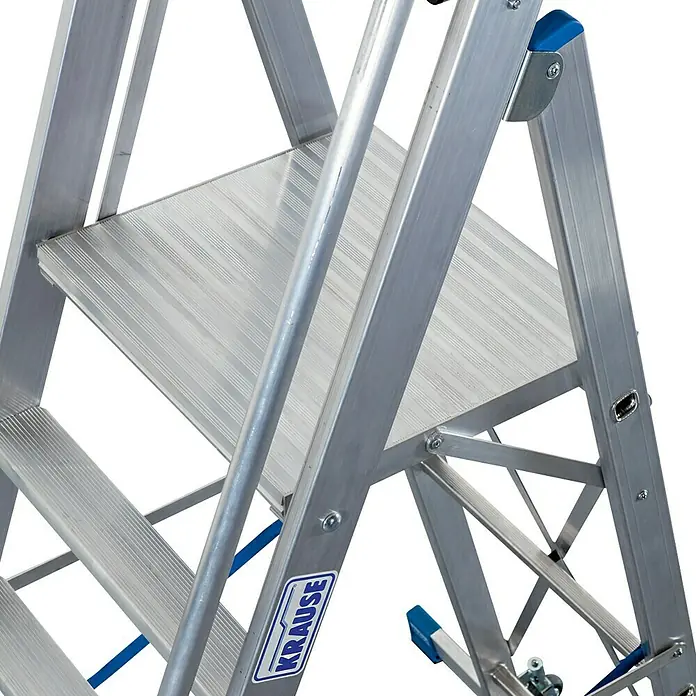 Krause Stabilo Stufenstehleiter - Arbeitshöhe: 4,1 m, 9 Stufen, Aluminium - Detailaufnahme