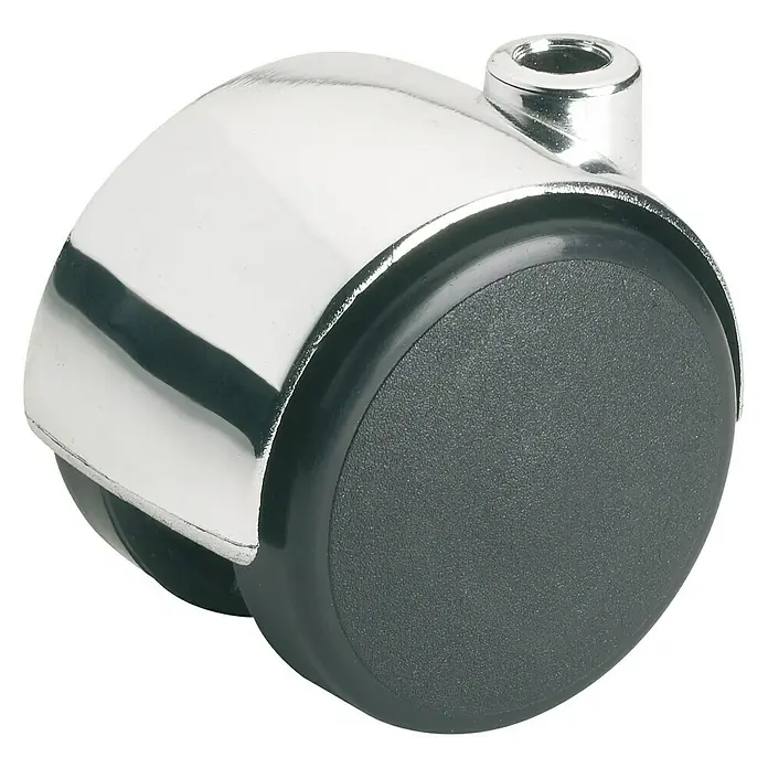 Stabilit Doppelrolle - Durchmesser Rollen: 50 mm, Traglast: 30 kg, Gleitlager, Mit Rückenloch, Durchmesser Rückenloch: 8 mm, Verchromt - Ansicht von oben