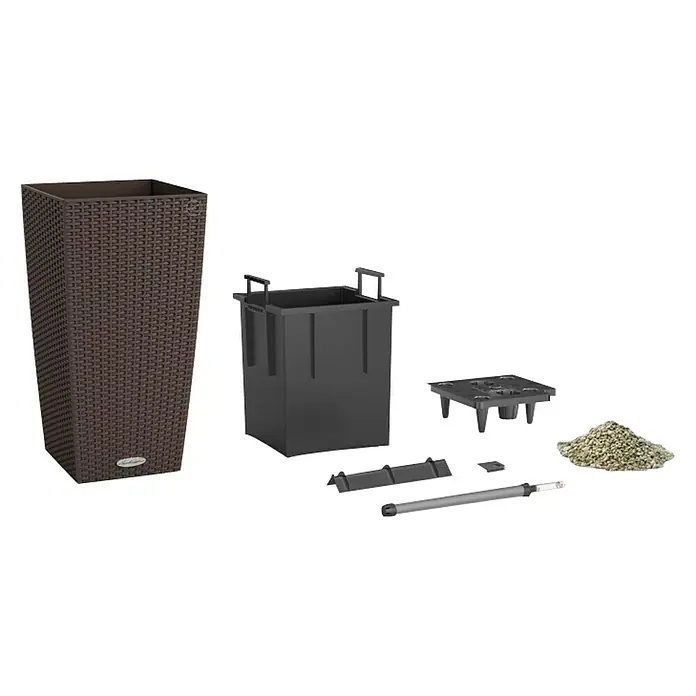 Lechuza Cottage Pflanzsäule eckig Cubico - Außenmaß (L x B x H): 30 x 30 x 56 cm, Kunststoff, Mokka - Detailaufnahme