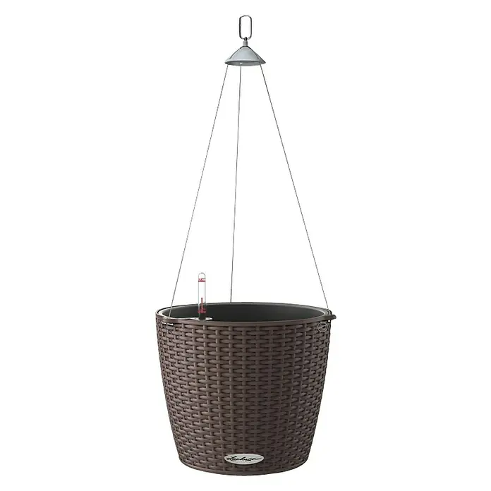Lechuza Cottage Blumenampel Nido - Außenmaß (Ø x H): 27 x 23 cm, Kunststoff, Mokka - Vorderansicht