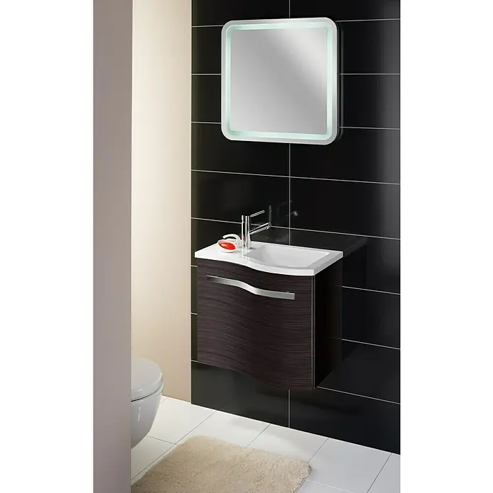 Camargue Wave Mini Waschtischunterschrank - 59 x 39,1 x 49,8 cm, Rechts, Darkoak, Matt - Stimmungsaufnahme