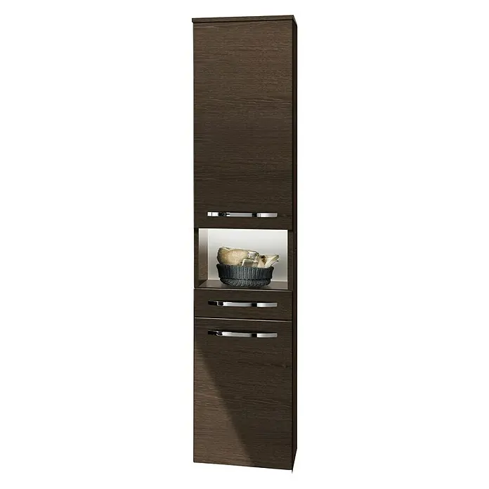Camargue Star Hochschrank - 30,4 x 32,5 x 181,6 cm, Eiche Maron, Ausführung: Links - Vorderansicht