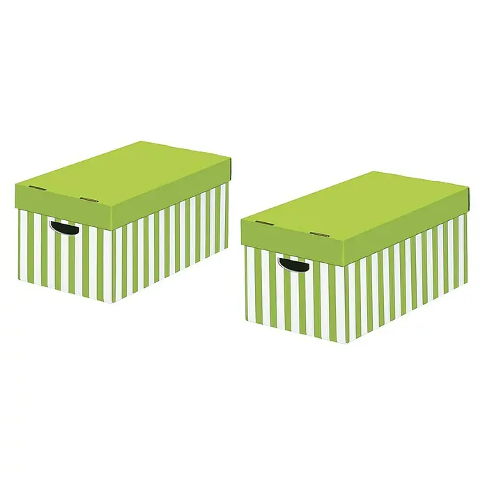 Nips Aufbewahrungsbox - L x B x H: 52 x 31 x 24,5 cm, DIN A4, Weiß/Grün, 2 Stk. - Linke Seitenansicht