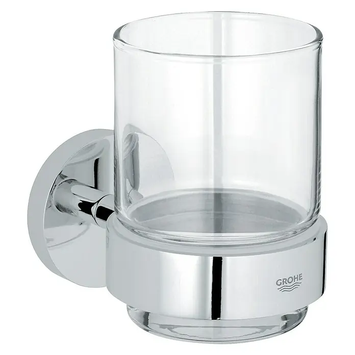 Grohe Essentials Zahnputzbecher - Mit Halterung, Chrom, Glänzend - Vorderansicht