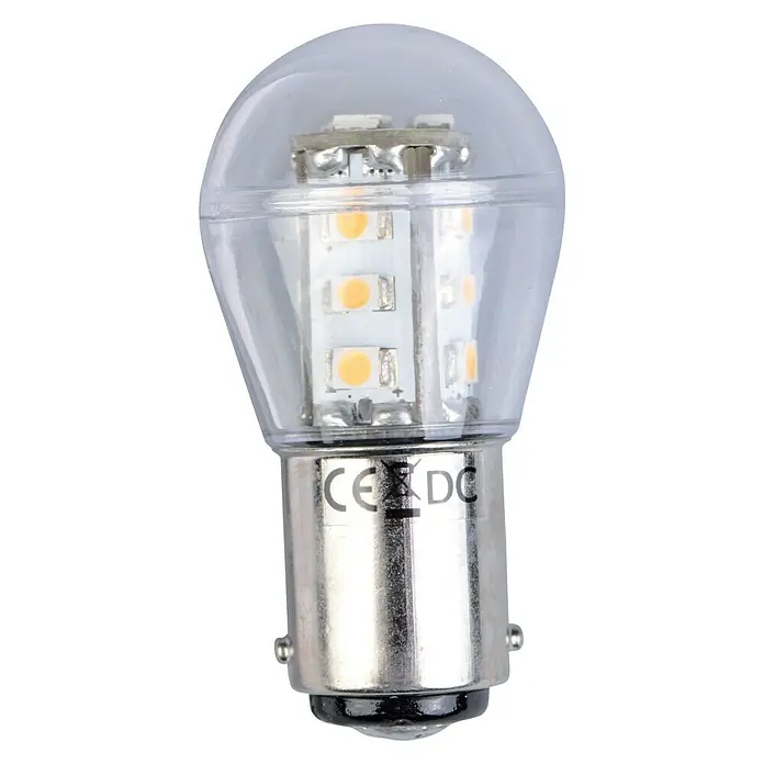 Talamex LED-Leuchtmittel für Boote - 1,6 W, 10 V - 30 V, Sockel: BA15D, Lichtfarbe: Warmweiß, G (A bis G) - Vorderansicht