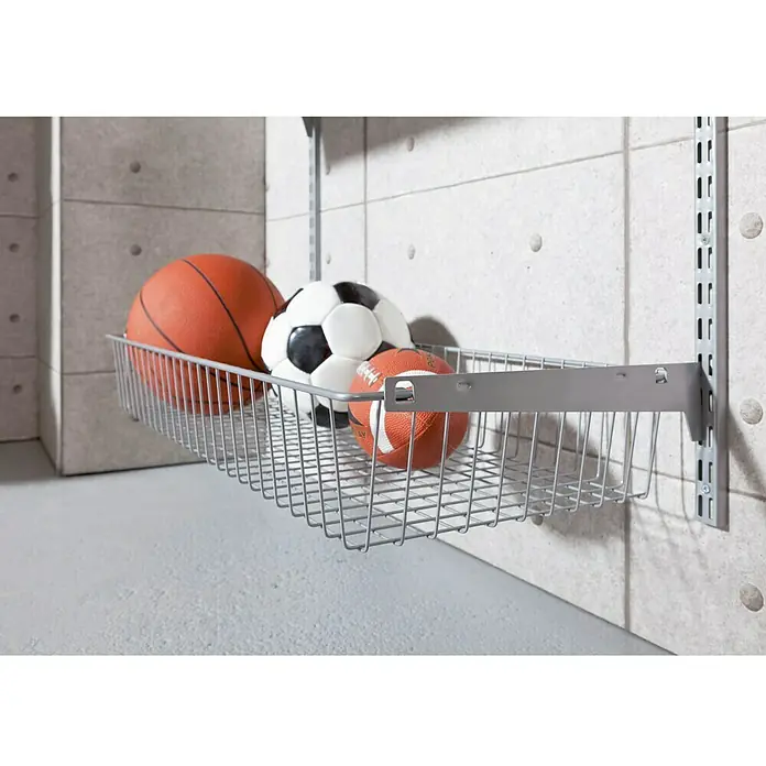 Element System Drahtkorb - L x B: 35 x 80 cm, Weiß/Aluminium, Geeignet für: Schiene Classic Raster 32