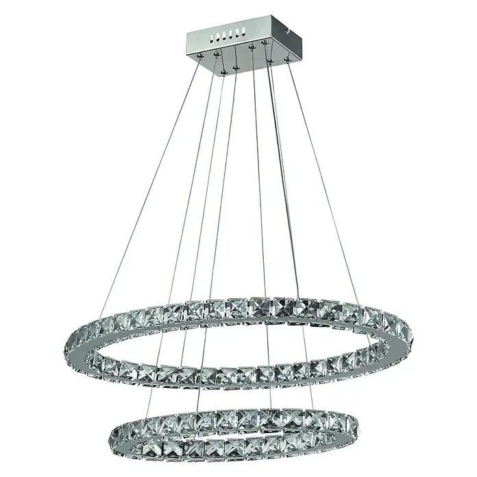 Tween Light LED-Pendelleuchte rund Crystal - Kaltweiß, Höhe: 128 cm - Vorderansicht