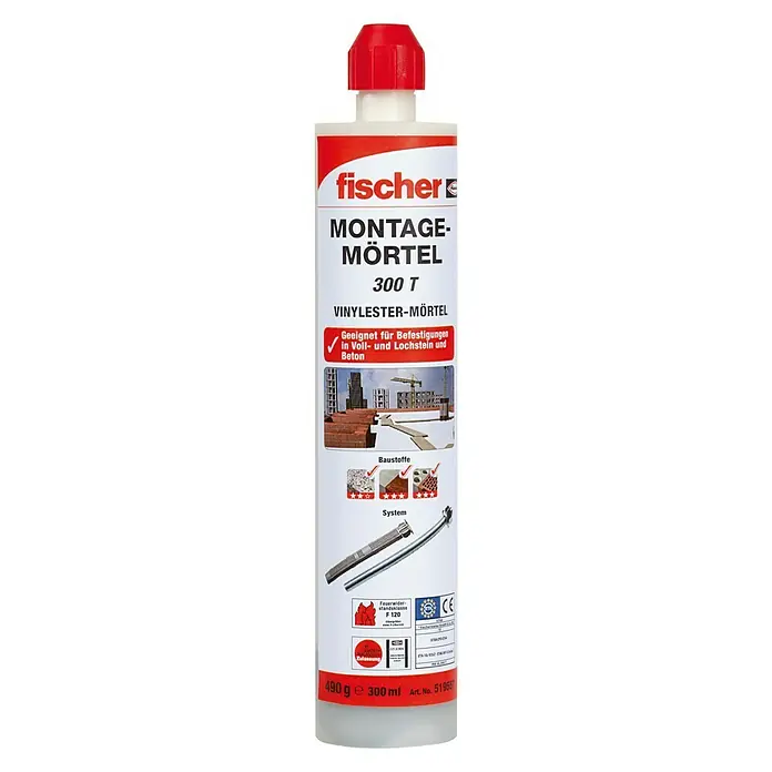 Fischer Montagemörtel 300 T - 300 ml, Hellgrau - Vorderansicht
