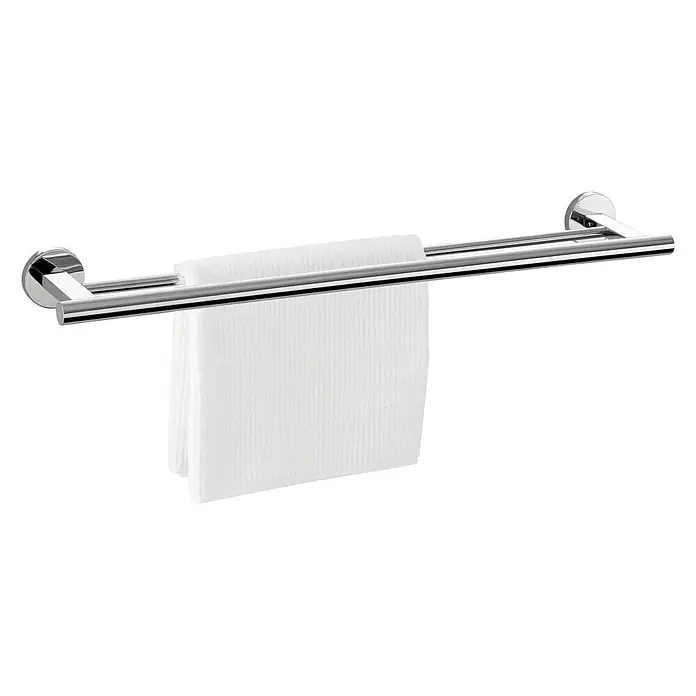 Zack Scala Doppel-Badetuchhalter - Breite: 66 cm, Edelstahl, Glänzend - Vorderansicht