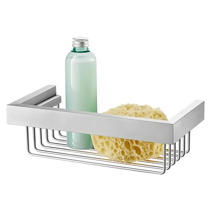 Zack Linea Duschkorb - L x B x H: 13 x 26,5 x 8,5 cm, Edelstahl, Matt - Vorderansicht