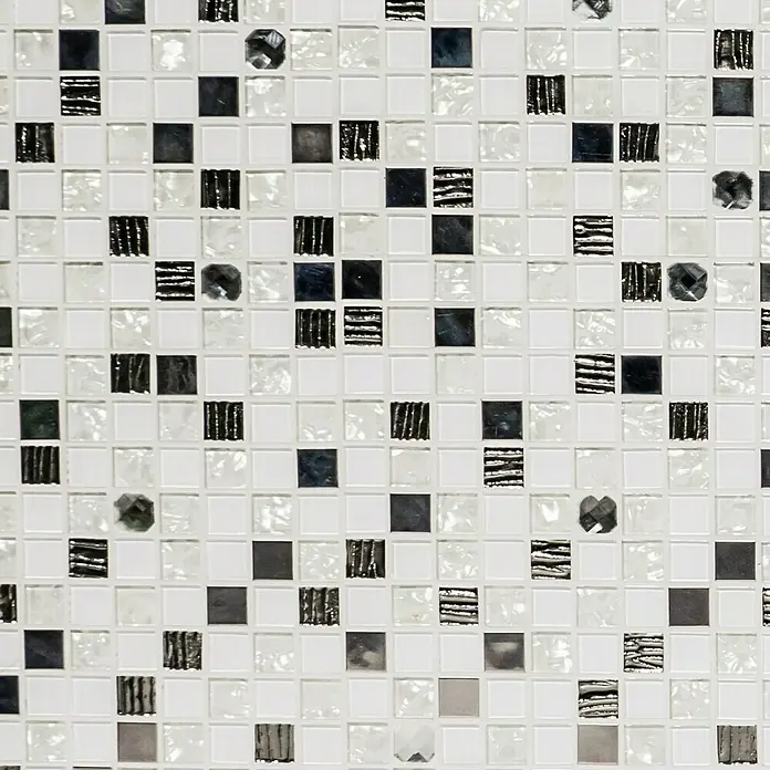 Mosaikfliese Quadrat Crystal Mix XCM M770 - 30 x 30 cm, Weiß, Glänzend