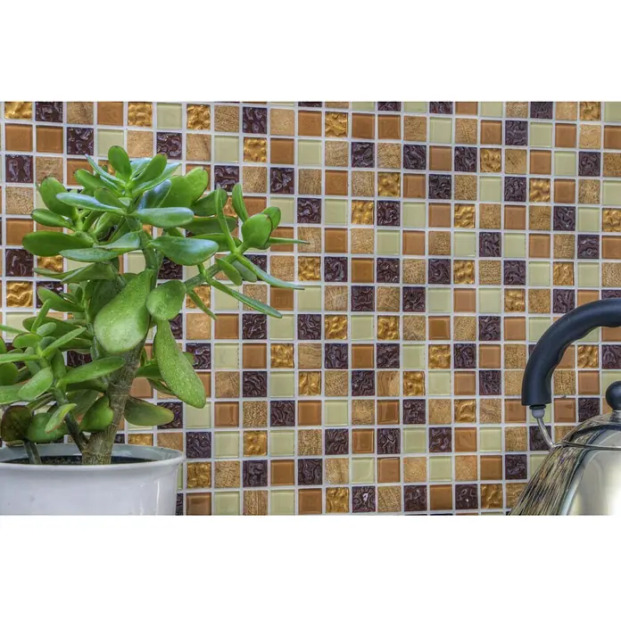 Selbstklebemosaik Quadrat Crystal Mix SAM 4M372 - 30 x 30 cm, Beige - Detailaufnahme