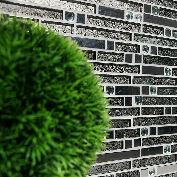 Mosaikfliese Crystal Mix XCM GV908 - 29,8 x 33,8 cm, Silber, Glänzend - Detailaufnahme
