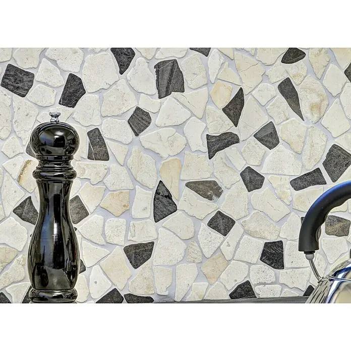 Mosaikfliese Mix CIOT 30/110 - 30,5 x 30,5 cm, Weiß/Schwarz, Matt - Detailaufnahme