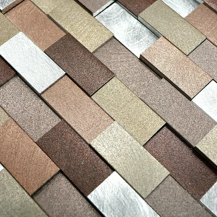 Mosaikfliese Brick 3D Mix XAM A562 - 30,1 x 30,4 cm, Silber/Kupfer, Matt