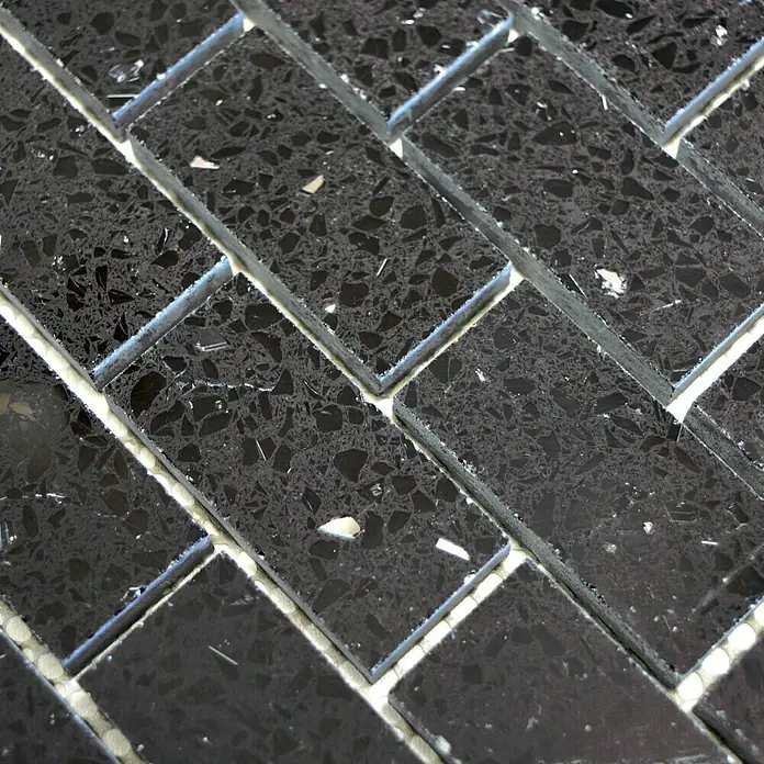 Mosaikfliese Brick Artifical XCM ASMB2 - 30 x 30 cm, Schwarz, Glänzend