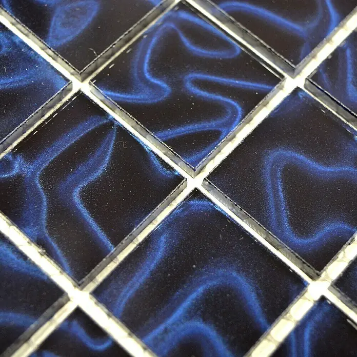 Mozaïektegel vierkant glas hologram XCM SM 439 - 31,8 x 31,8 cm, Blauw, Glanzend