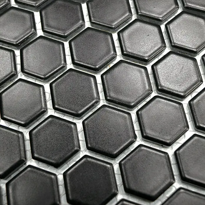 Mosaikfliese Hexagon Uni HX 065 - 26 x 30 cm, Schwarz, Matt